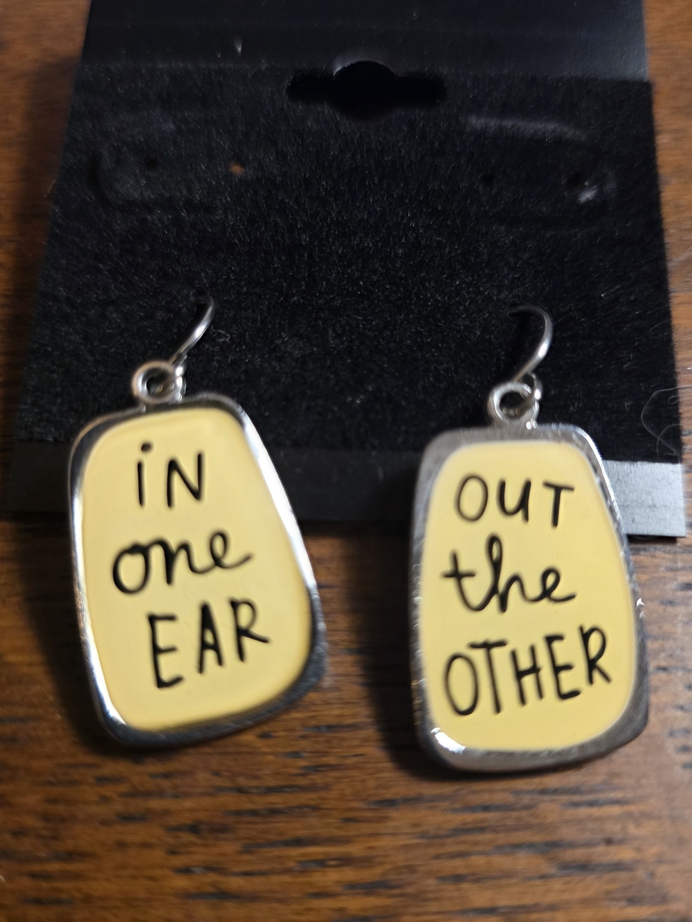 Yellow 'In One Ear / Out The Other' Dangle Earrings